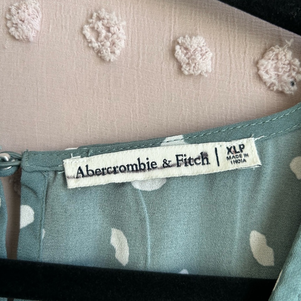 Abercrombie & Fitch Geometric Print Long Sleeve Mini Dress Sz XLP Teal White - Picture 4 of 5